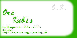 ors kubis business card
